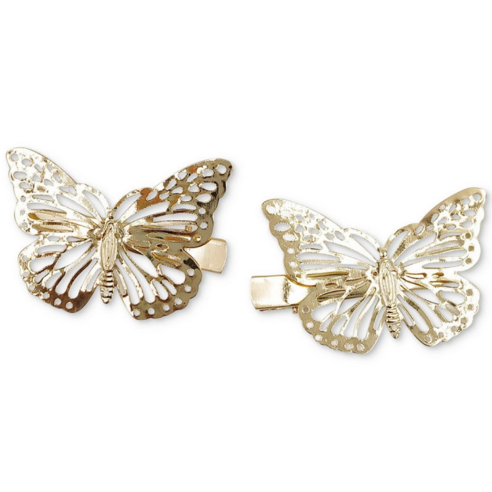 INC 2-Pc. Gold-Tone Butterfly Hair Clip Set